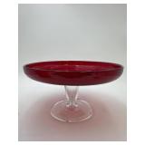 Red Glass Pedestal Cake Stand