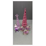 2-Purple Christmas Trees, Purple Bird