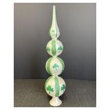 White & green glitter finial Christmas tree topper