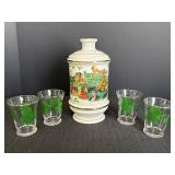 1971 "Erin Go Bragg" porcelain decanter & 4 shot