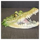 Glazed Resin Alligator Head Sculpture