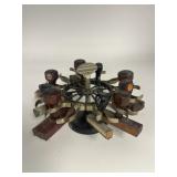 Cast Iron Rubber Stamp Holder w/ Stamps