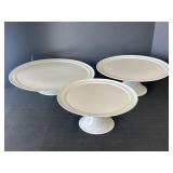3- White Ceramic Pedestal Cake Plates 10, 12, &