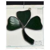 Shamrock sun catcher stained- glass 3 leaf clover,