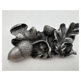 Pewter Acorn w/ Leaf Brooch 2.25in long