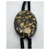 Black & Gold Digger Resin Bolo Tie w/