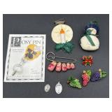 Misc pins & sterling religious pendant (1/2in)