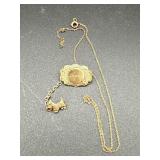 Small brooch engraved Louise w/scotty dog & chain