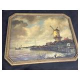 Antique Print Lighthouse Windmill