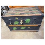 Ant. Dry Goods & Notions Wooden Trunk, MICH.,