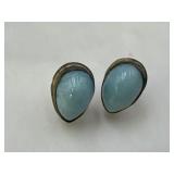 Larimar Teardrop Pierced Earrings w/