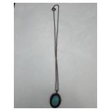 Turquoise & Marcasite Pendant Necklace