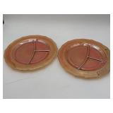 (2) Marigold Carnival Glass Divided Plates