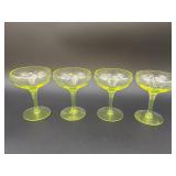 Vaseline Cocktail Martini Style Sherbet Glasses