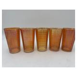 (5) Marigold Carnival Glass Drinking Glasses