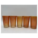 (5) Marigold Carnival Glass Drinking Glasses