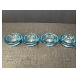 4 aqua tealight candle holders, 3 x 1in