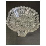 Cut Glass Dish With Handle Shape, 10 x 10.75 x 3in