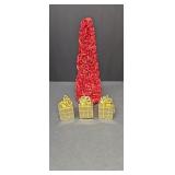 Red Satin Rose Pedal Tree w/ 3 Gold Gift