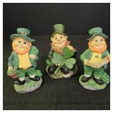 3 Leprechaun Figurines