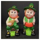 2 Vintage Art Line Plastic Blow Mold Figurines