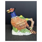 Pheasant shaped tea pot, 8in tall