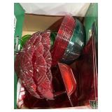 Plastic Red & Green Serving Bowls, Trays, &