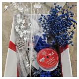 Blue and White Holiday Decor- Ribbon, Picks,