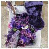Purple Holiday Decor- Stocking, Ribbon, Picks,