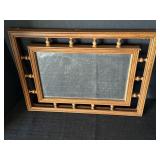 Vtg wood wall mirror with spindle design, 17 x