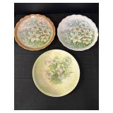 3 vtg floral plates, 10in dia., Carnation by