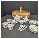 Minature Porcelain Christmas Tea Set