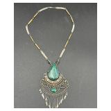 Peruvian Silver-Tone Chain w/ Malachite