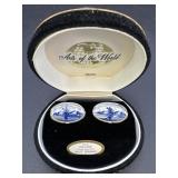 Swank Delft Ceramic Cuff Links