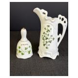Ireland souvenir bell & small pitcher w/shamrock