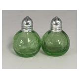 Green Crackle Glass Salt & Pepper Shakers