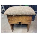 Small Oak Foot Stool/ Padded Seat & Small storage