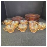 Vintage Marigold Carnival Glassware set