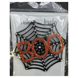 Boo Halloween Brooch Black w/ Orange