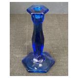 8" Cobalt Blue Glass Candlestick Holder