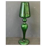 17.5"  Green Glass Candle Holder