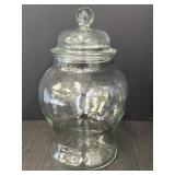 Vintage textured glass apothecary jar, 10in tall,
