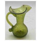 5" Green Crackle Glass Pitcher