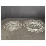 2 vtg clear glass bicentennial plates - Avon &