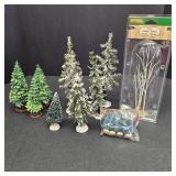 Flocked & Green Artificial Trees