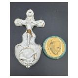 Porcelain Holy Water Font with Jesus