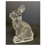 Clear Pressed Glass Bunny Candy Holder