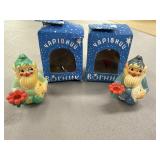 2 vtg gnome candle holders