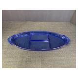 Cobalt blue depression glass divided serving tray,