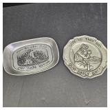(2) Vintage Pewter Bread Tray/Plate